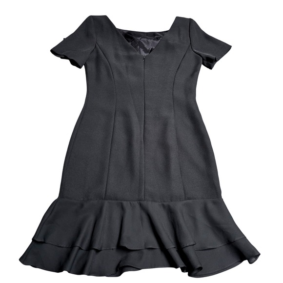 Vintage Bonnie Marx Ruffle Hem Cocktail Dress Women's Size 6 Black NWT - Picture 2 of 9